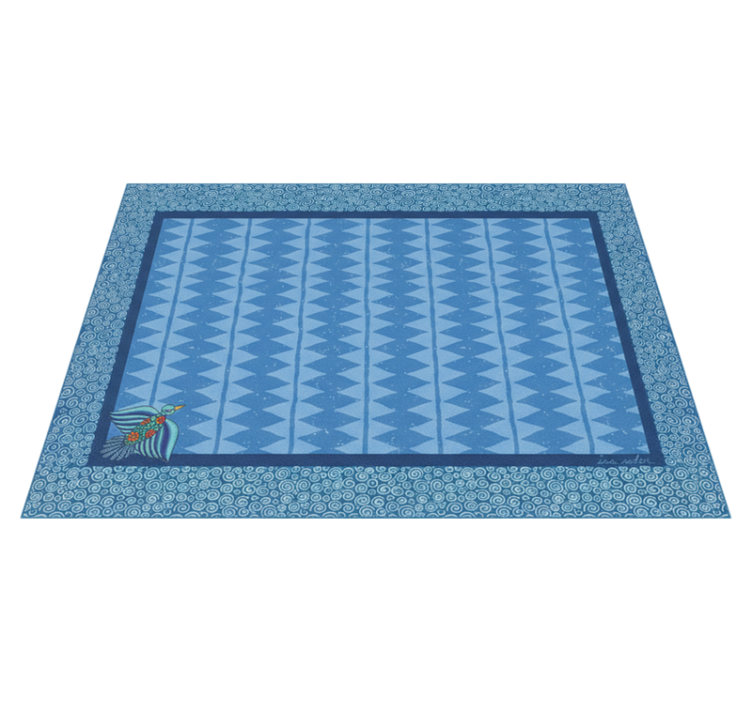 Living room vinyl rug with blue bird pattern - TenStickers