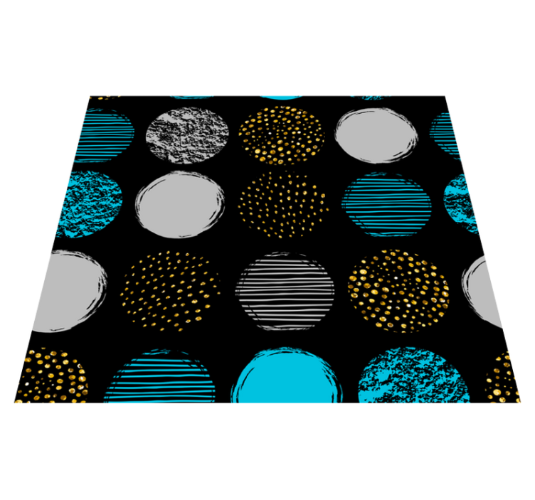 Geometric vinyl rug with polka dot pattern on black - TenStickers