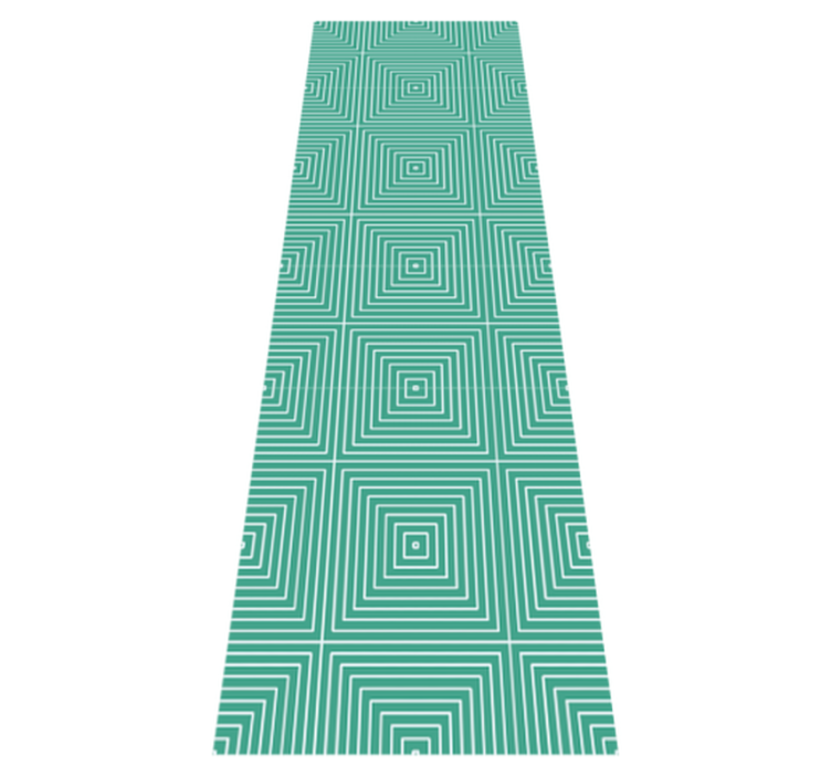 Geometric vinyl rug with green squares pattern - TenStickers