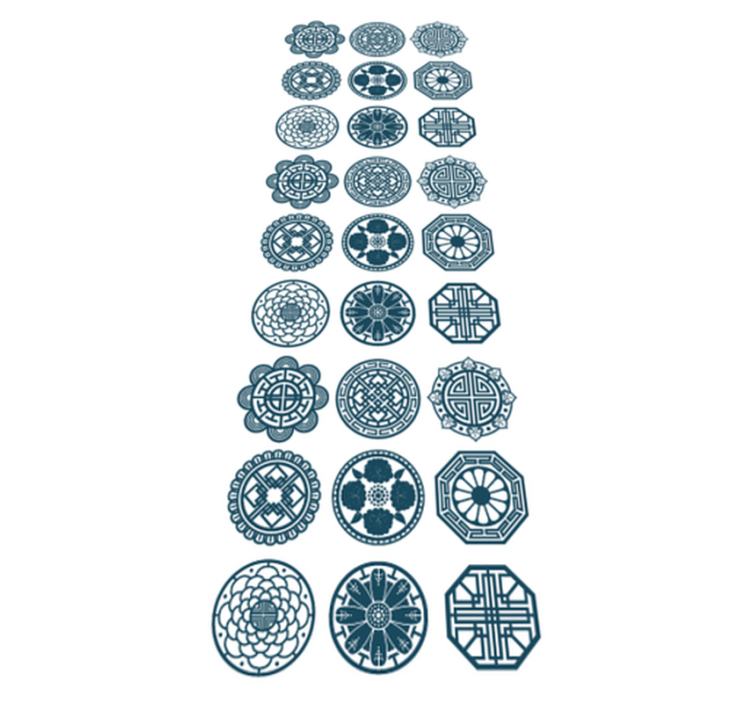 Geometric vinyl rug with korean patterns - TenStickers