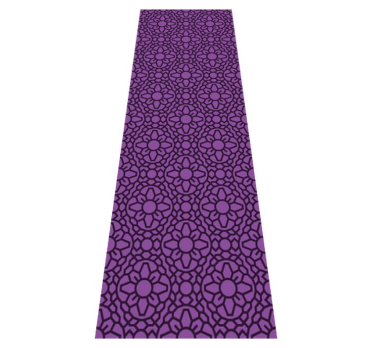 Geometric vinyl rug with purple circle flowers - TenStickers