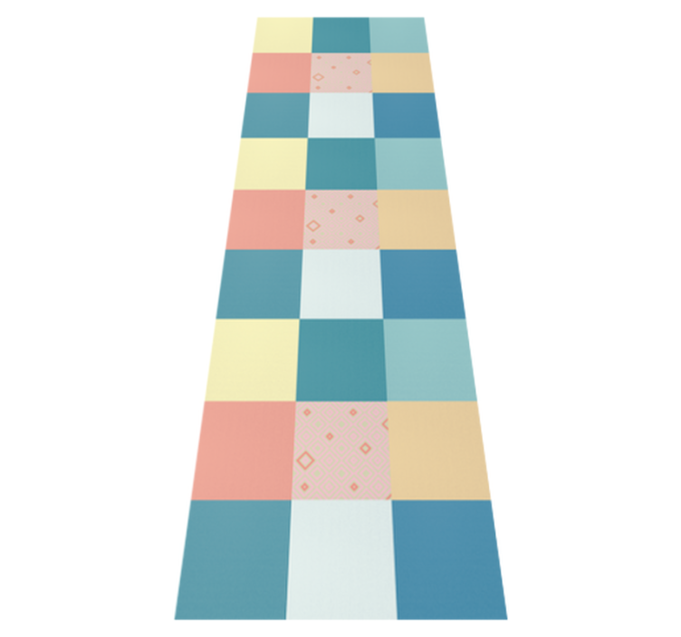 Geometric vinyl rug in vibrant retro patchwork - TenStickers