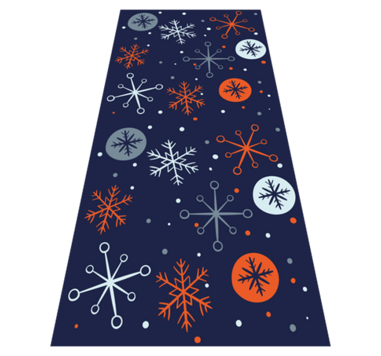 Christmas vinyl rug with blue and orange snowflakes - TenStickers
