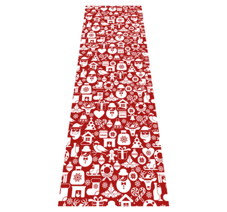 Christmas icons red background christmas vinyl rug - TenStickers