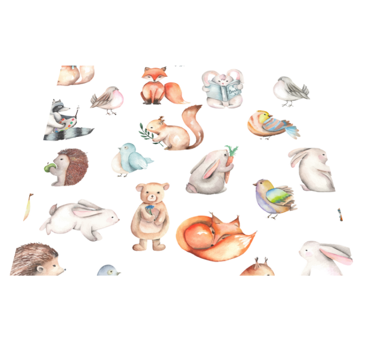 Vinyl rug featuring simple forest animals - TenStickers