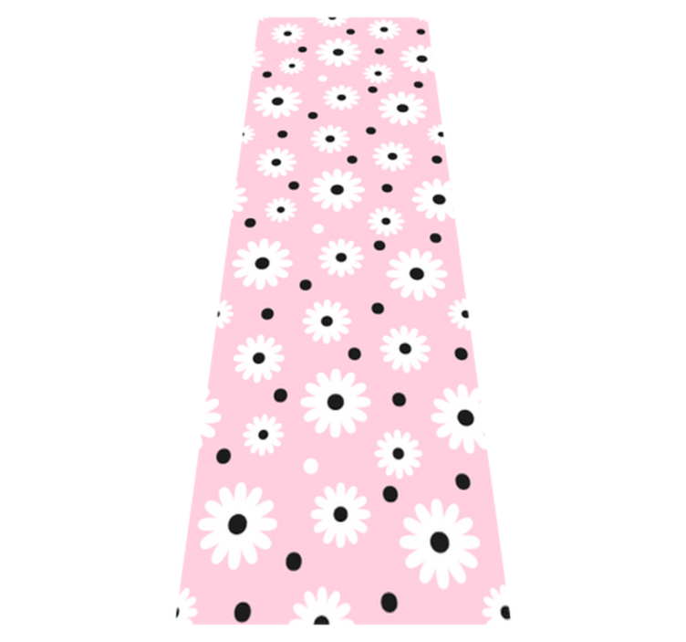 Bedroom vinyl rug in pink black dot floral design - TenStickers