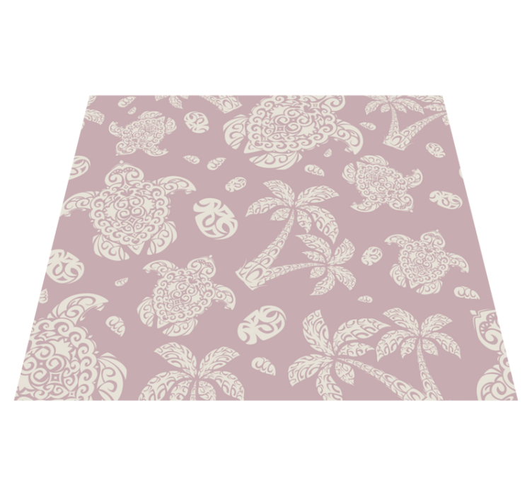 Bedroom vinyl rug with hawaiian turtle and palm pattern - TenStickers