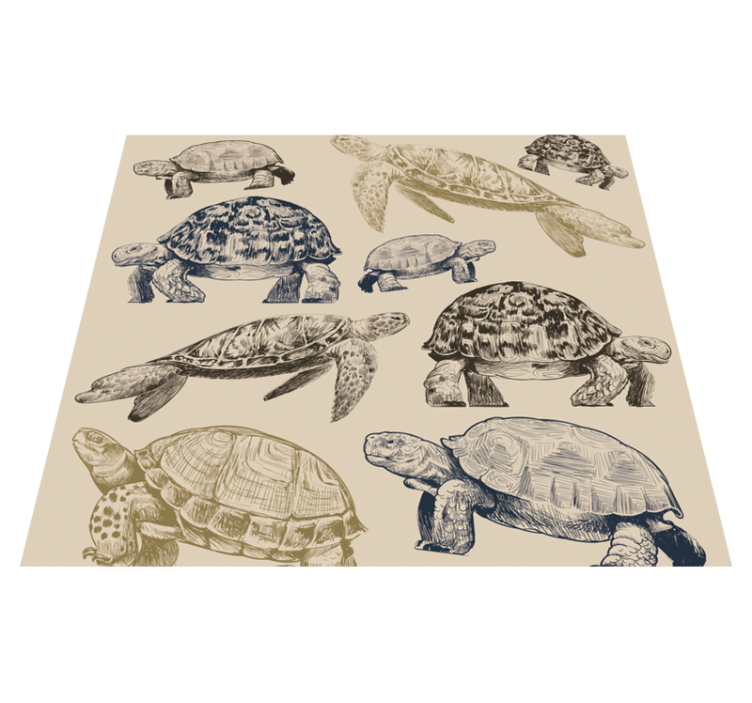 Turtles beige background bedroom vinyl rug - TenStickers