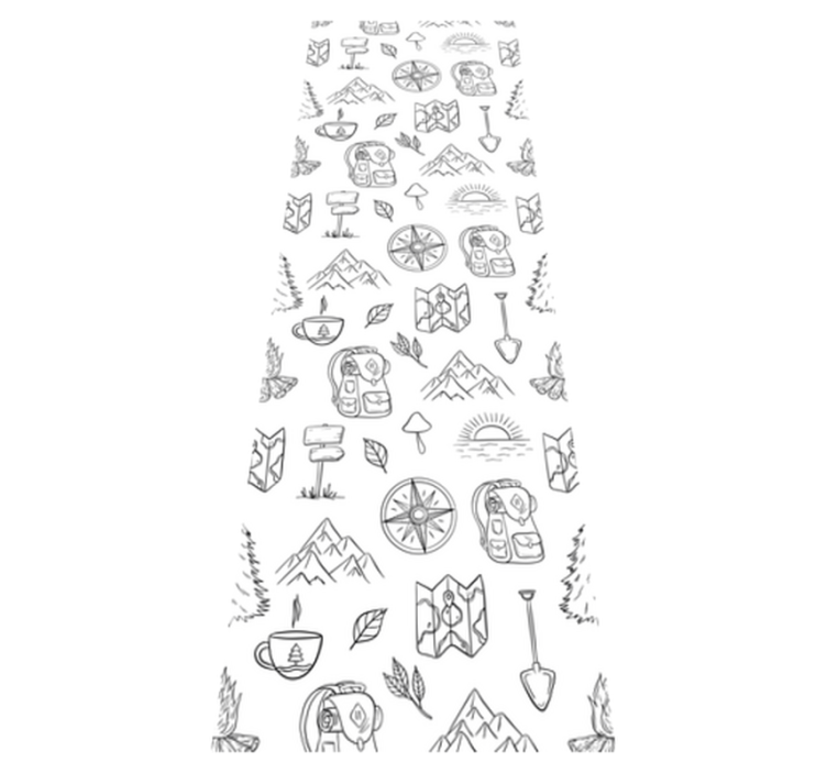 Bedroom vinyl rug with hand-drawn compass and mountains - TenStickers