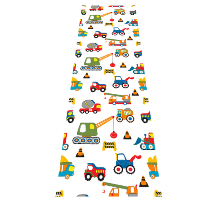 Bedroom vinyl rug with adorable construction trucks - TenStickers