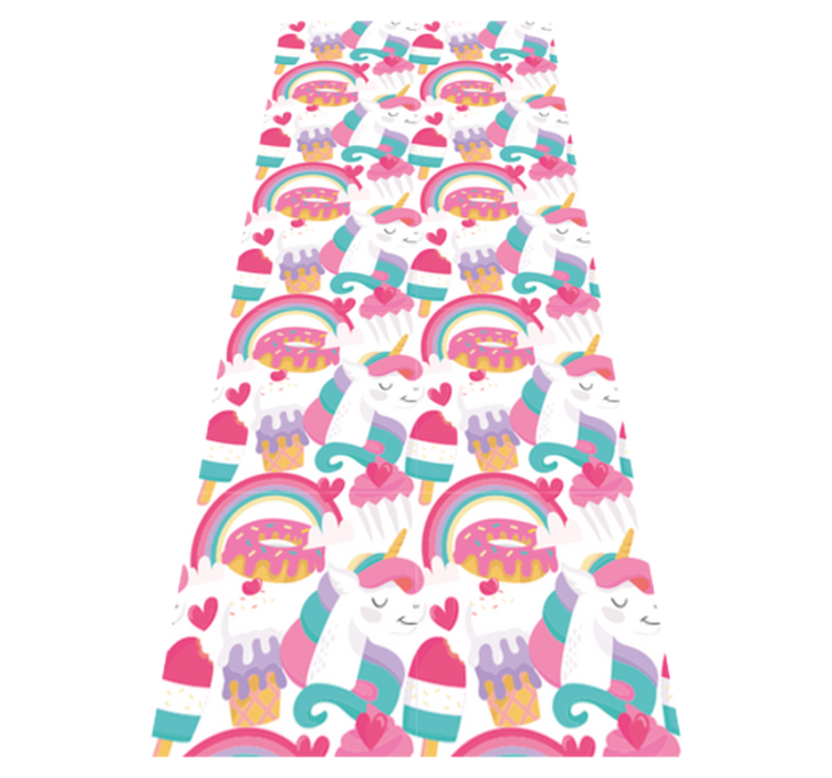 Bedroom vinyl rug featuring unicorns and rainbows - TenStickers