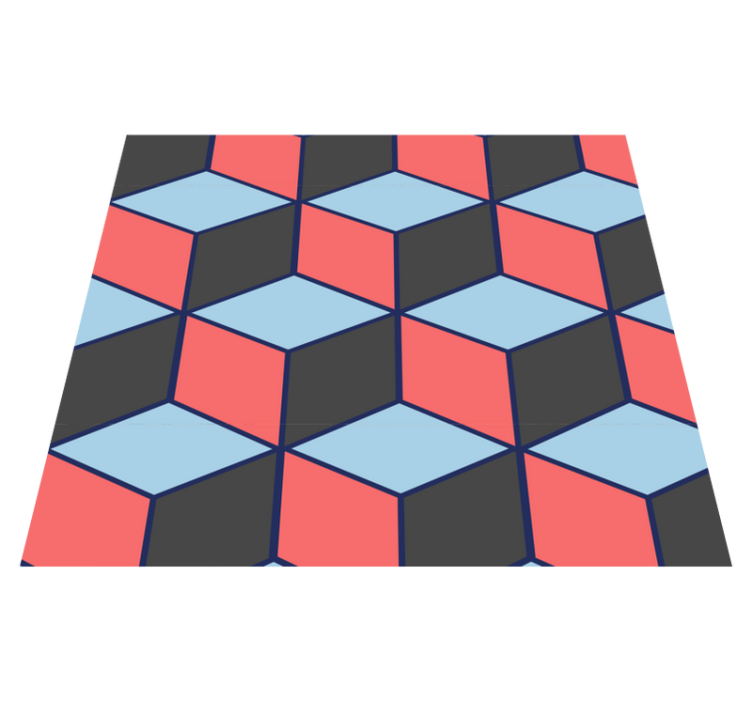 Bedroom vinyl rug with 3d geometric squares - TenStickers