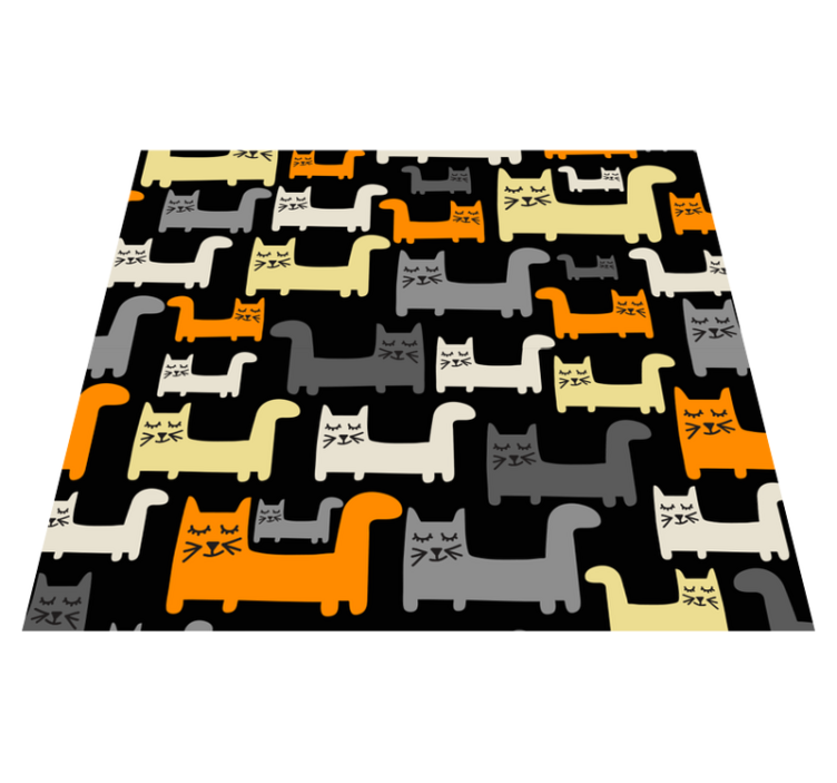 Colorful geometric cats bedroom vinyl rug - TenStickers