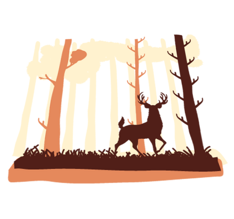 Nature vinyl rug featuring brown forest and deer - TenStickers