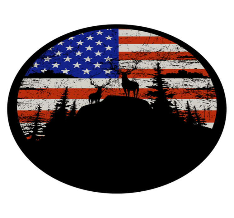 Nature vinyl rug american flag mountain design - TenStickers