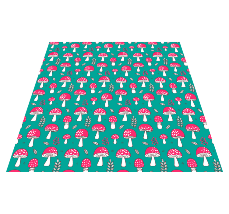 Nature vinyl rug with classic mushrooms on turquoise - TenStickers