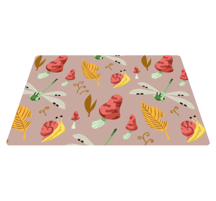 Nature vinyl rug with autumn plants and animals - TenStickers