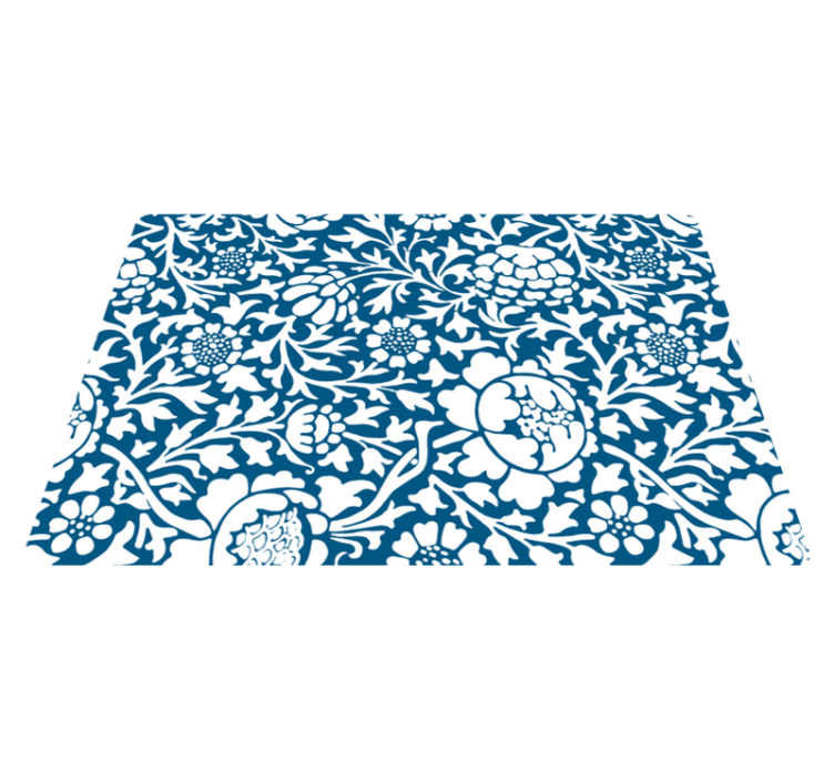 Nature vinyl rug in marine blue flora - TenStickers