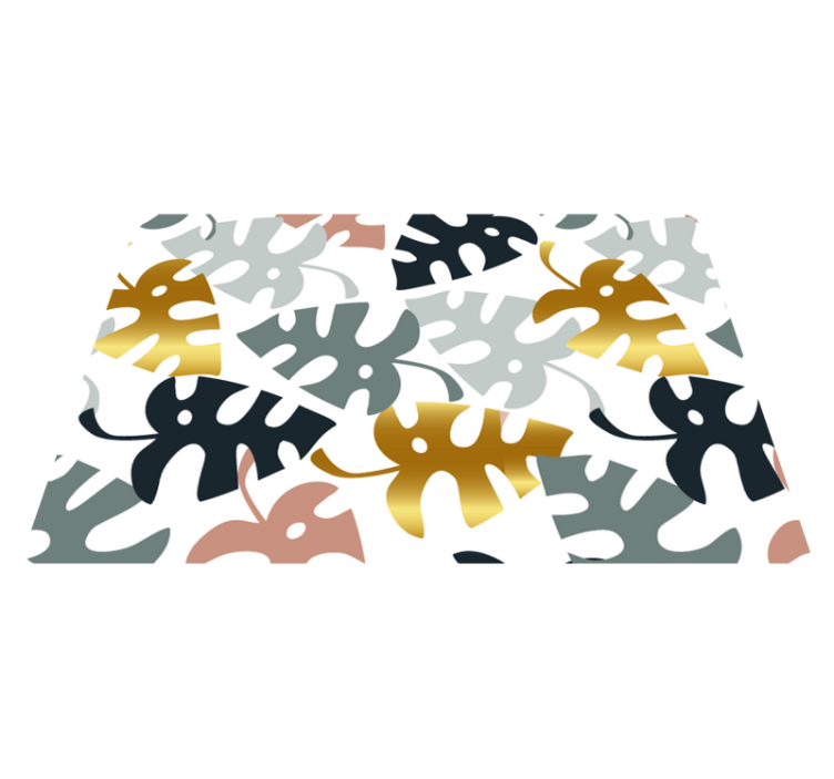 Nature vinyl rug with golden and multicolor leaves - TenStickers