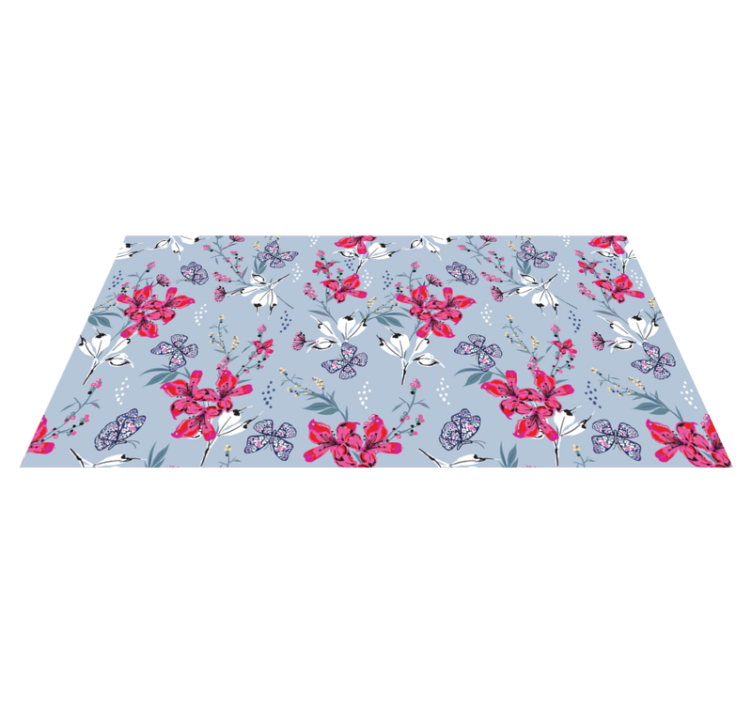 Nature vinyl rug floral butterflies design - TenStickers
