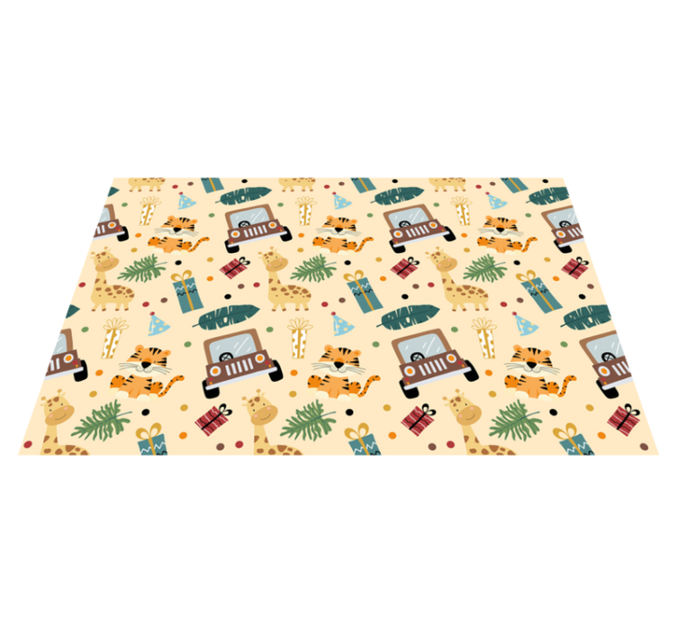 Nature vinyl rug with fun safari designs - TenStickers