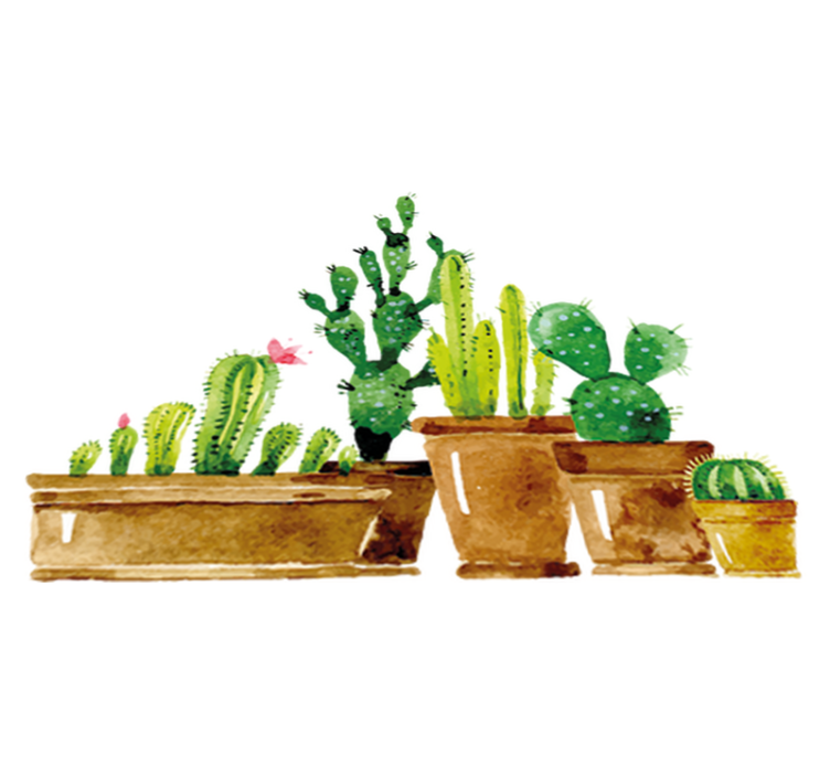 Flower vinyl rug with homemade cactus garden - TenStickers