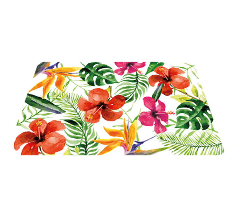 Flower vinyl rug portable monstera deliciosa stickers - TenStickers
