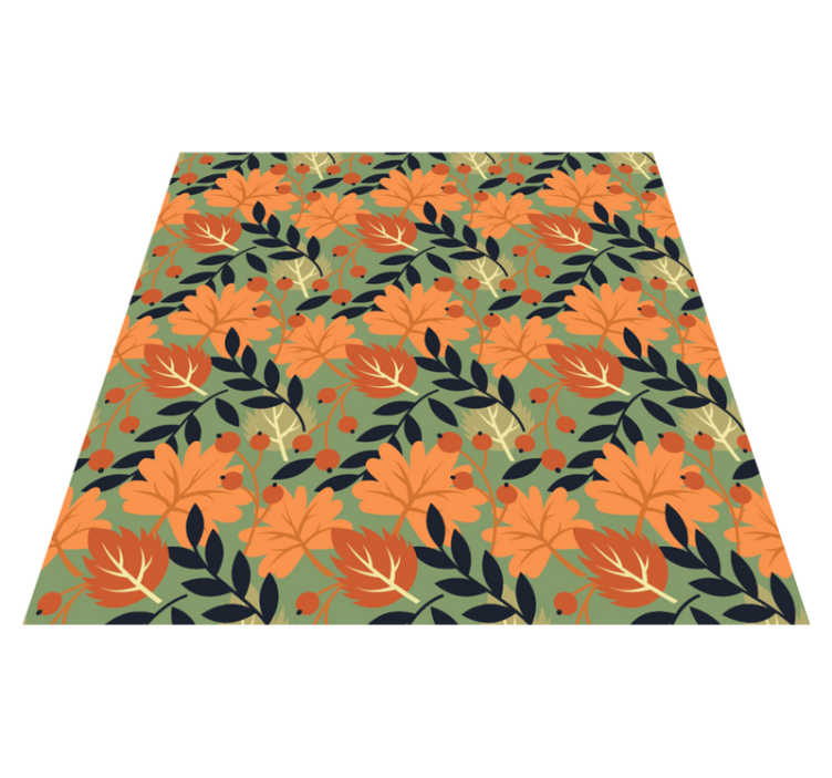 Flower vinyl rug with large autumn leaves design - TenStickers
