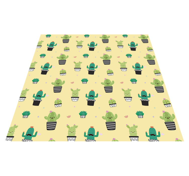 Flower vinyl rug cactus drawing pattern - TenStickers