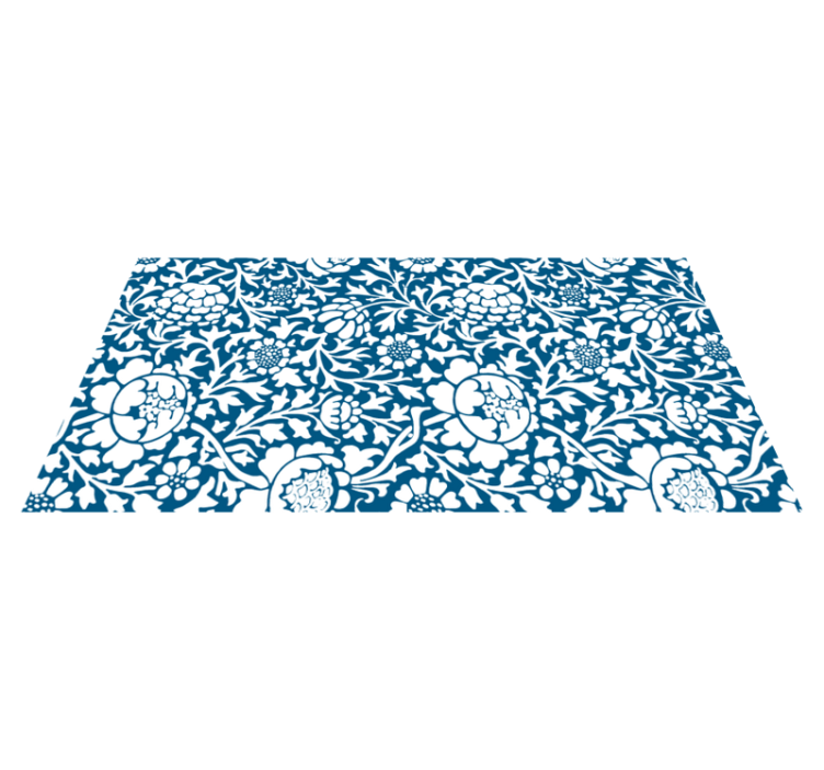 Flower vinyl rug in marine blue flora - TenStickers