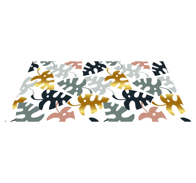 Golden and multicolor leaves flower vinyl rug - TenStickers