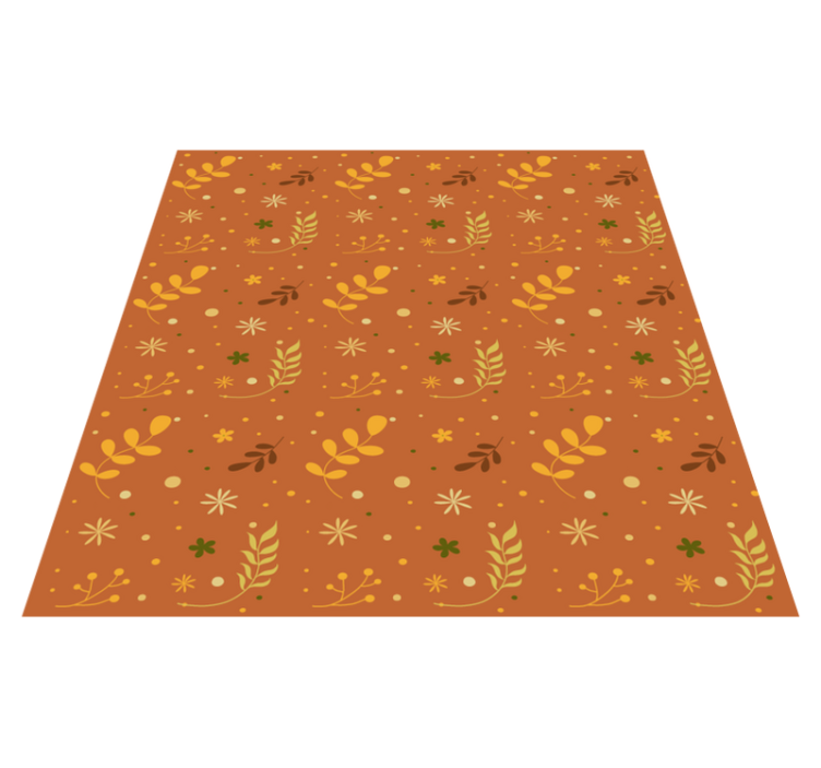 Flower vinyl rug in orange leaf tones design - TenStickers