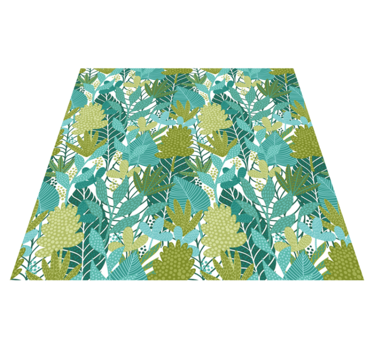 Flower vinyl rug with tropical boho leaves design - TenStickers