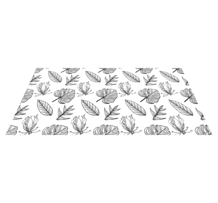 Flower vinyl rug with solid tropical leaves - TenStickers