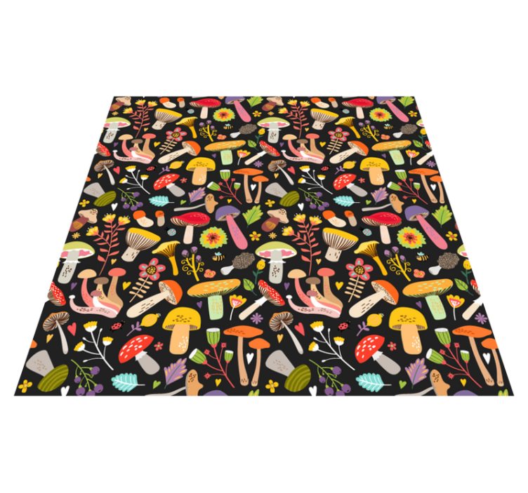 Flower vinyl rug with autumn mushroom design - TenStickers