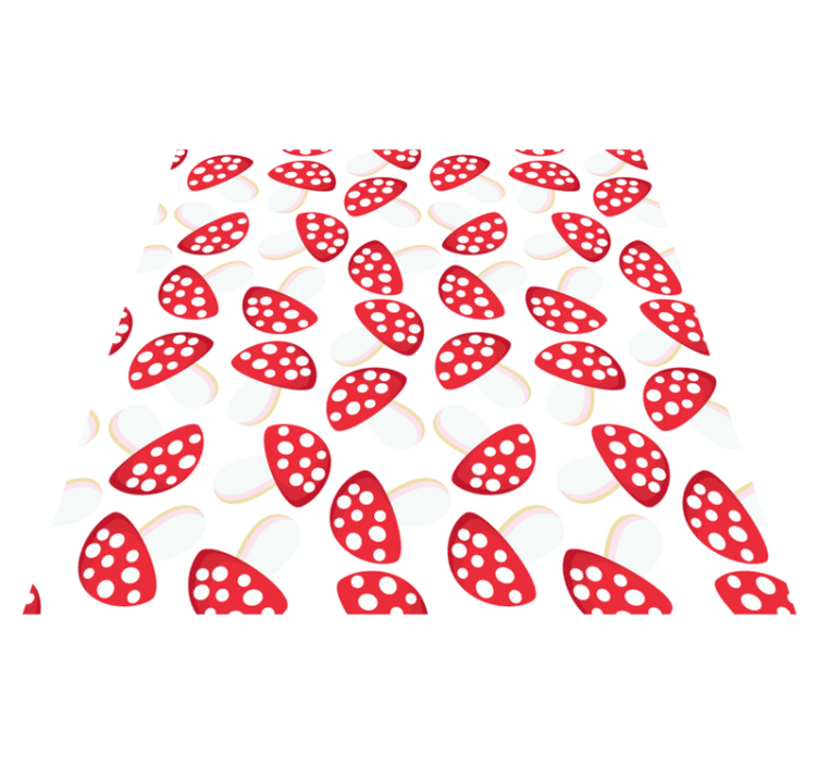 Flower vinyl rug with classic mushrooms on white - TenStickers