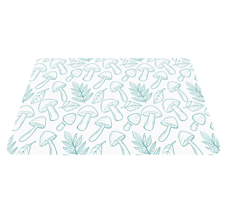 Flower vinyl rug with white and light blue mushrooms - TenStickers