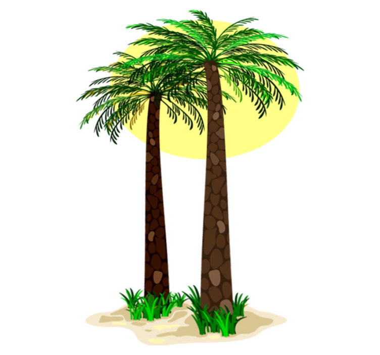 Tropical palm trees flower vinyl rug - TenStickers