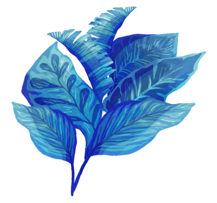 Flower vinyl rug blue leaf design - TenStickers