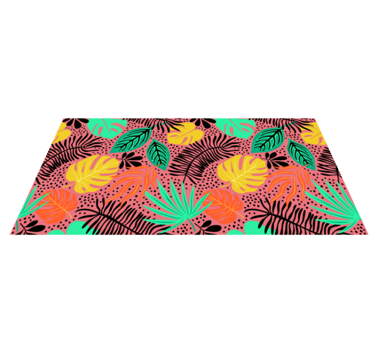 Flower vinyl rug with vibrant leaf designs - TenStickers