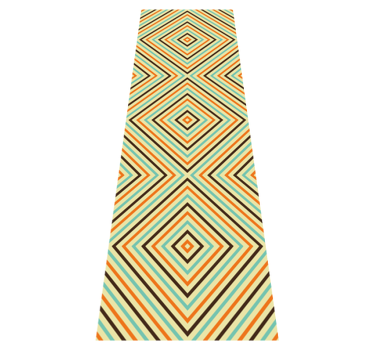 Bedroom vinyl rug with vintage orange and blue pattern - TenStickers