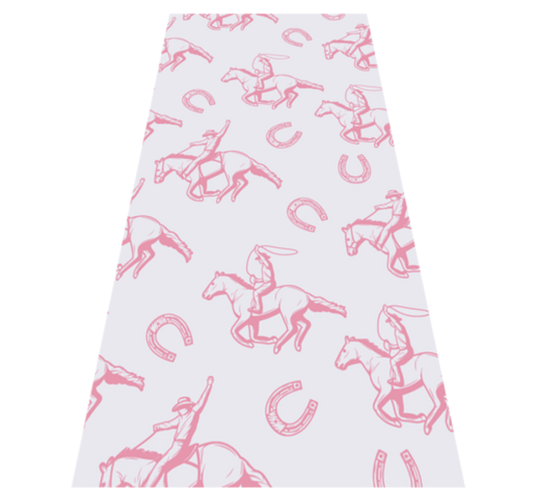 Bedroom vinyl rug with pink cowboy horse design - TenStickers