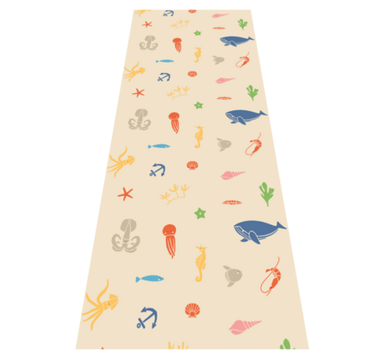 Bedroom vinyl rug with sea creatures on beige - TenStickers