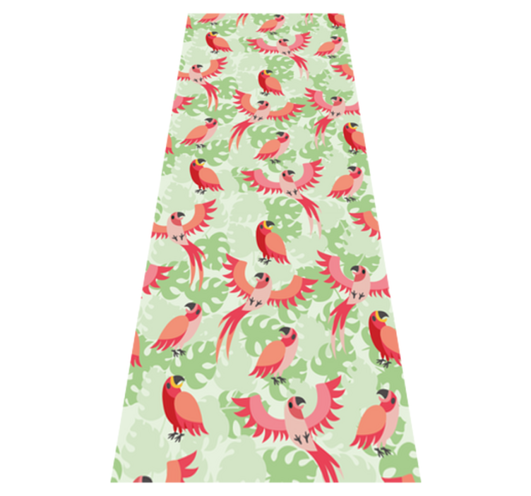 Bedroom vinyl rug with red birds on green leaves - TenStickers