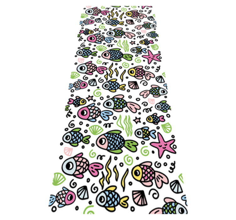 Bedroom vinyl rug with multicolored fish pattern - TenStickers
