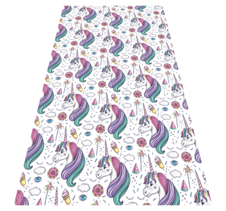 Bedroom vinyl rug with hand-drawn unicorn design - TenStickers