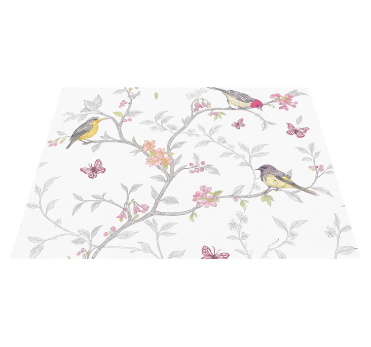 Bedroom vinyl rug birds on branches design - TenStickers