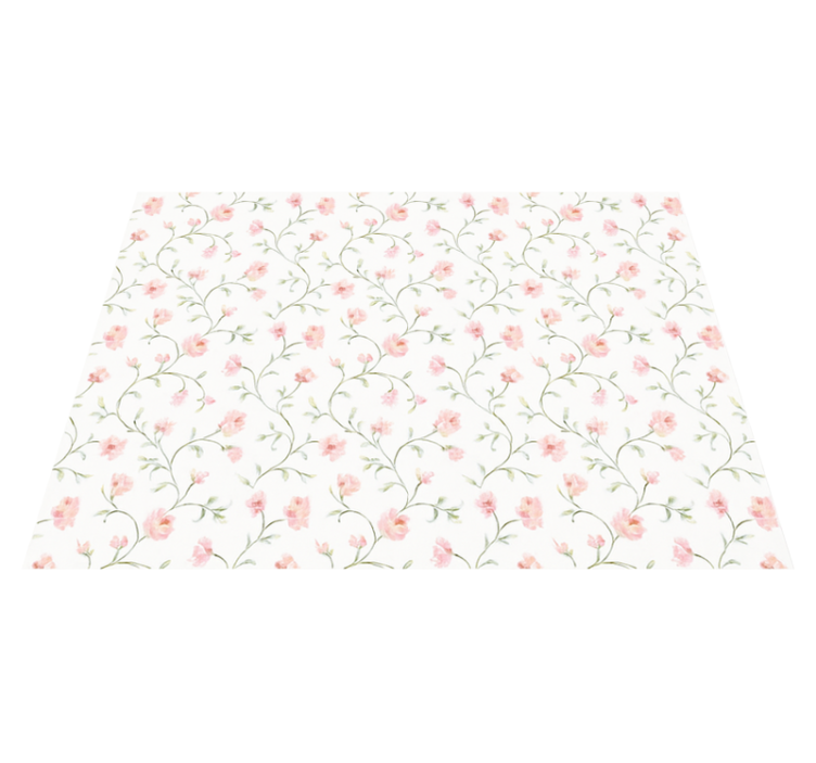Botanical pink flower bedroom vinyl rug - TenStickers