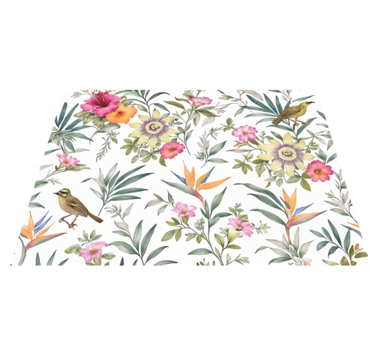 Bedroom vinyl rug with blue floral pattern - TenStickers