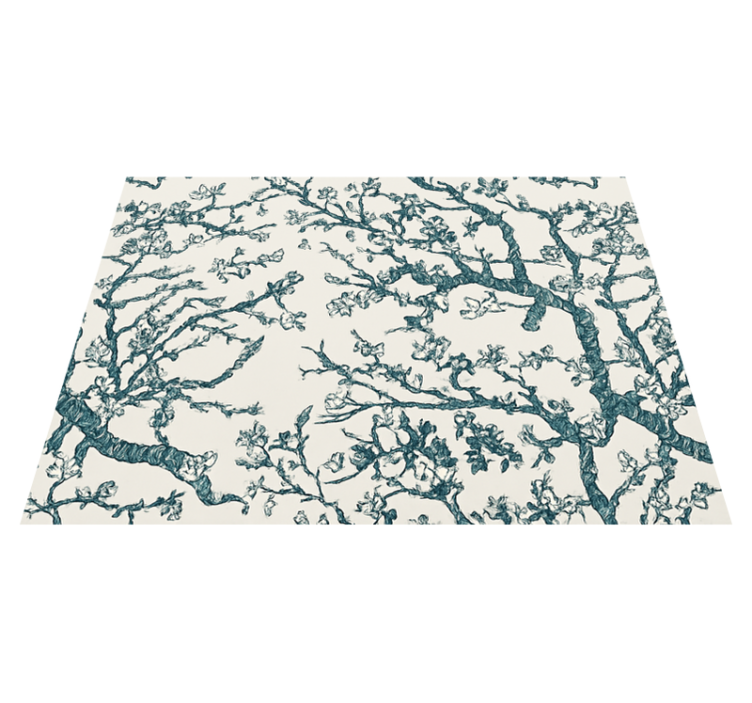 Bedroom vinyl rug dark blue tree design - TenStickers